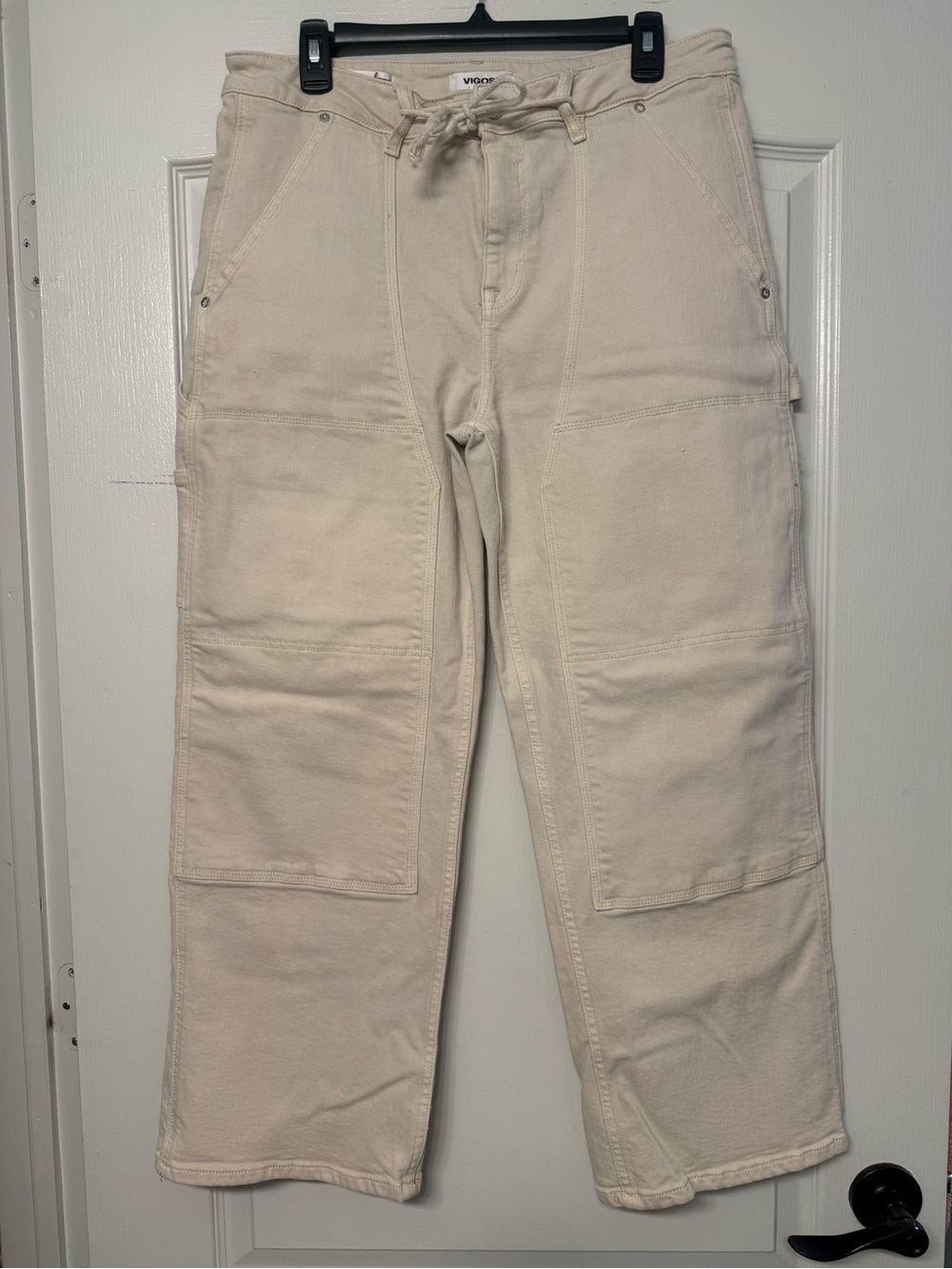 VIGOSS Carpenter Straight Utility Jeans Cream Ivory Stretch Size 31